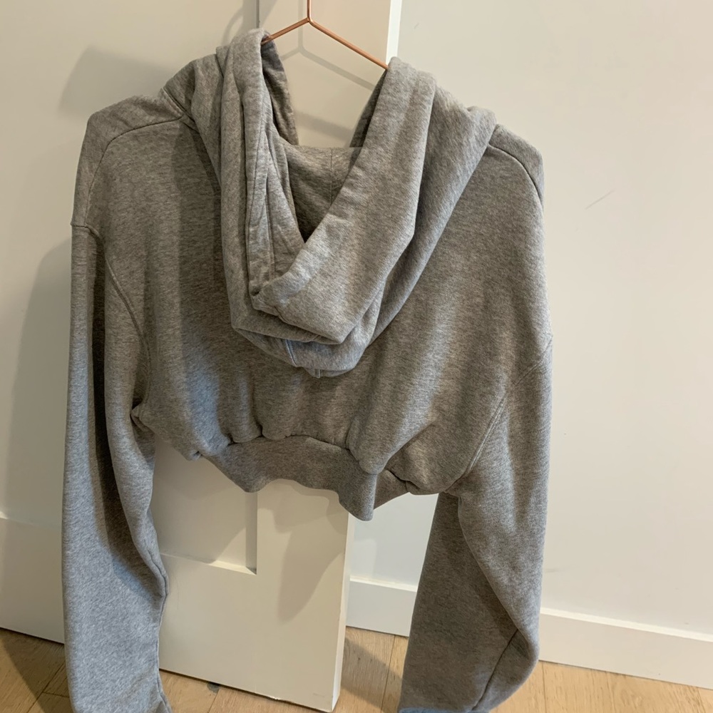 Grey OFF-WHITE cropped hoodie SS18